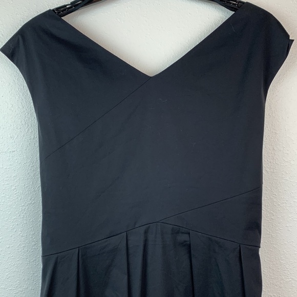 Lafayette 148: polished cotton fit & flare, side zip sash waist cap sleeve EUC - Picture 6 of 10